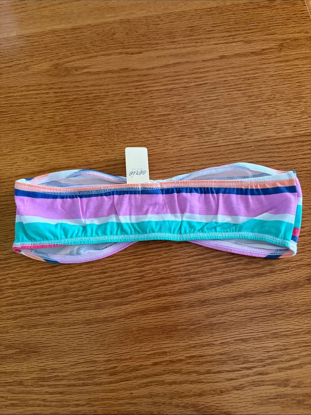 aerie Juniors Striped Bandeau in Pink, Teal & Coral